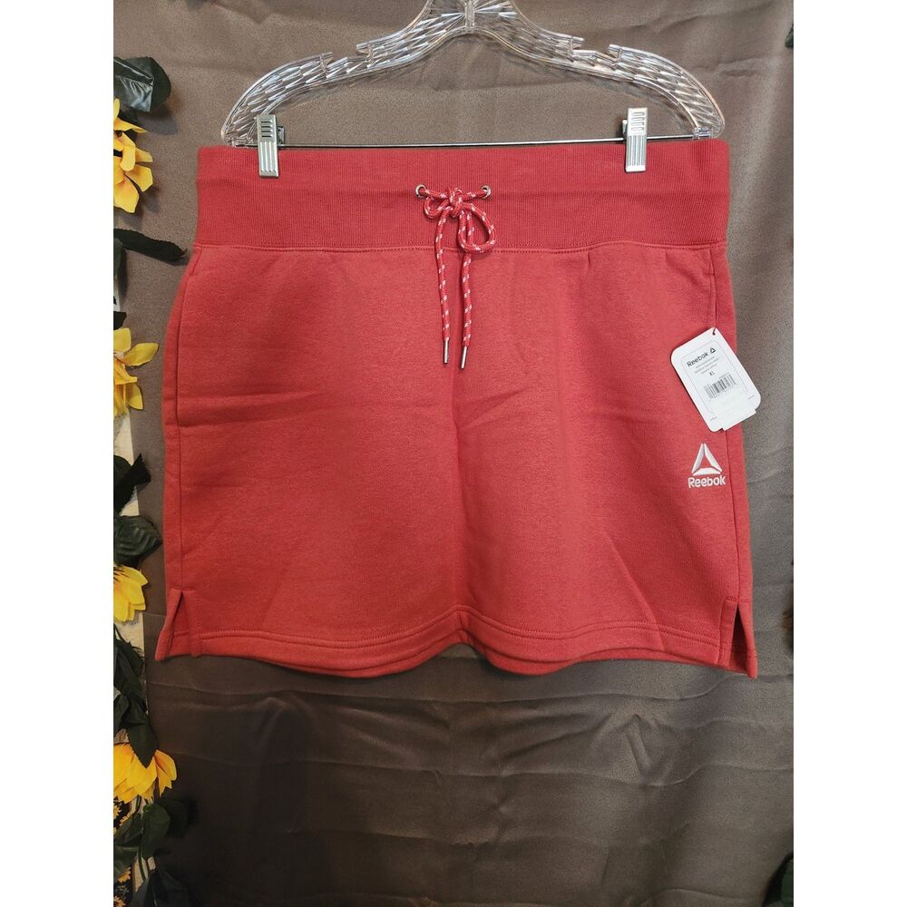 NWT Reebok Squad Skirt Baked Apple Red Fleece Drawstring Athletic Activewear XL